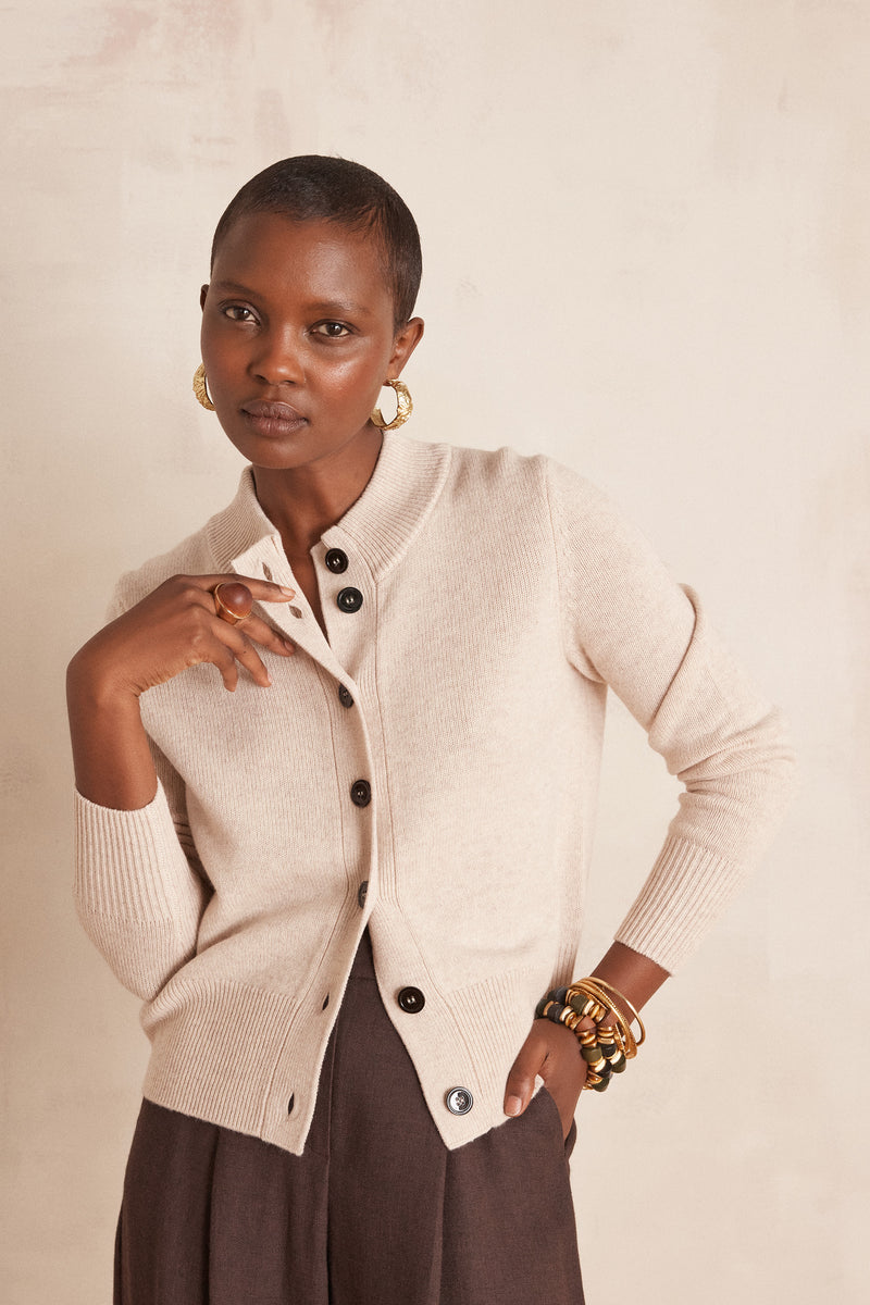 CHRIS WOOL AND YAK NATURAL CARDIGAN