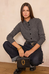 CHRIS WOOL AND YAK ANTHRACITE CARDIGAN