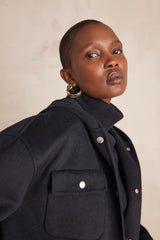 DOLINE NAVY HOODED WOOL JACKET