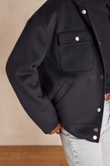 DOLINE NAVY HOODED WOOL JACKET