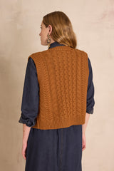 BIXENTE SLEEVELESS CINNAMON WOOL CARDIGAN