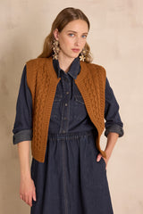 BIXENTE SLEEVELESS CINNAMON WOOL CARDIGAN