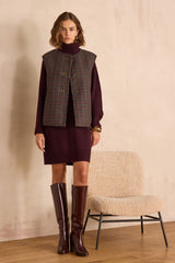 ROXA WOOL TURTLENECK AUBERGINE DRESS