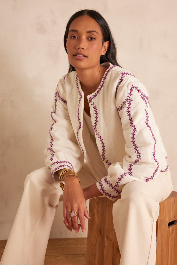 POLLY EMBROIDERED COTTON JACKET