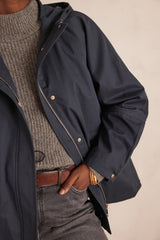 ANNETTE NAVY COTTON HOODED PARKA