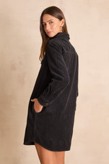 CENDRA BLACK VELVET SHIRT DRESS