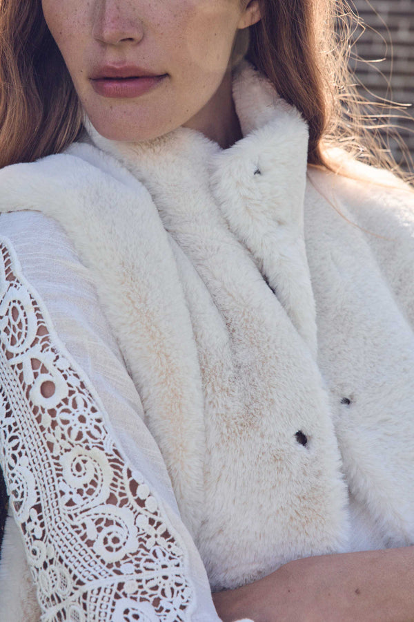 SUZANNE CREAM FAUX FUR VEST