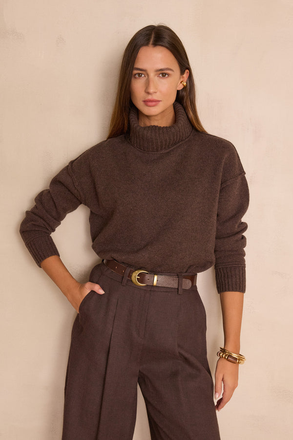 BRANDO WOOL TURTLENECK DARK BROWN JUMPER