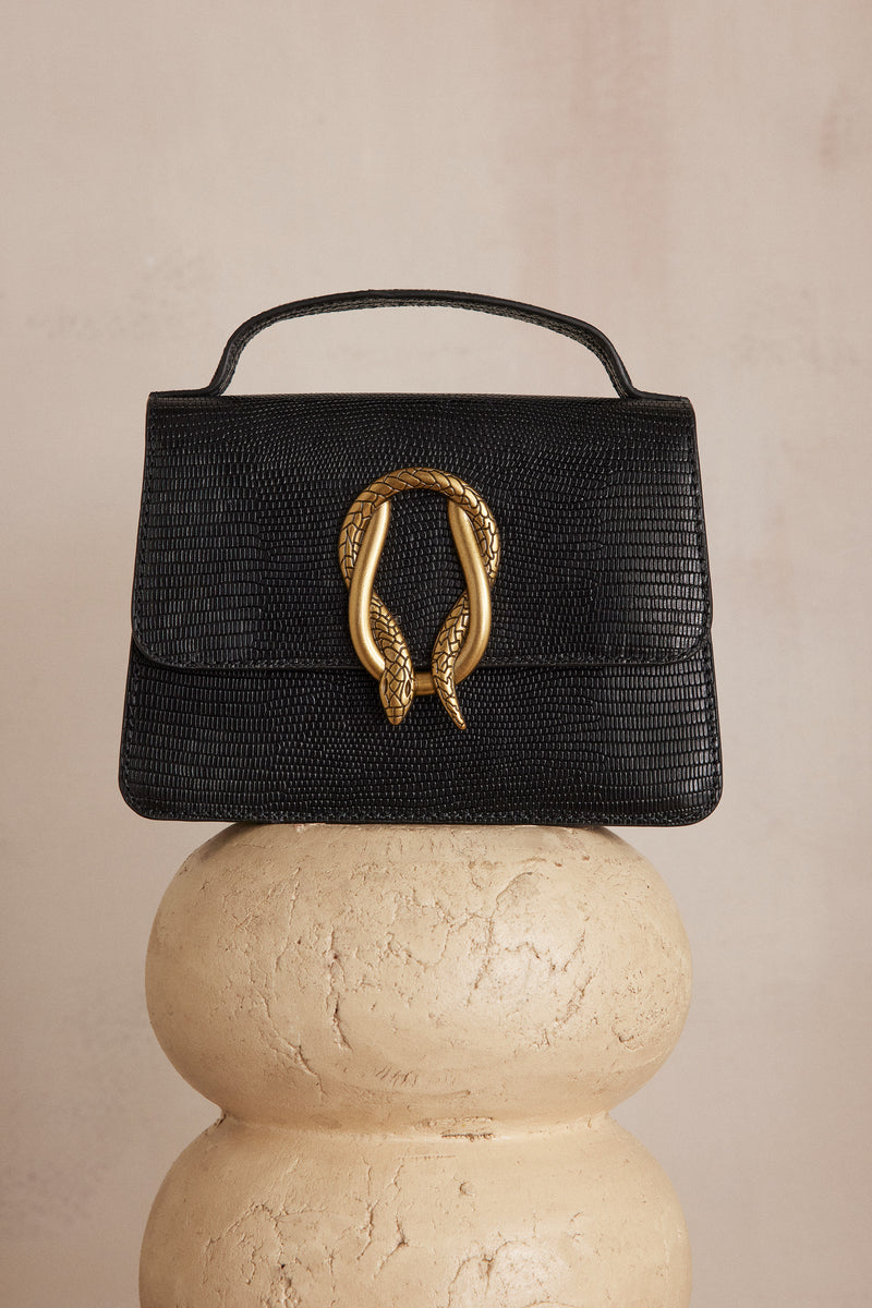LEON MINI BLACK LEATHER BAG
