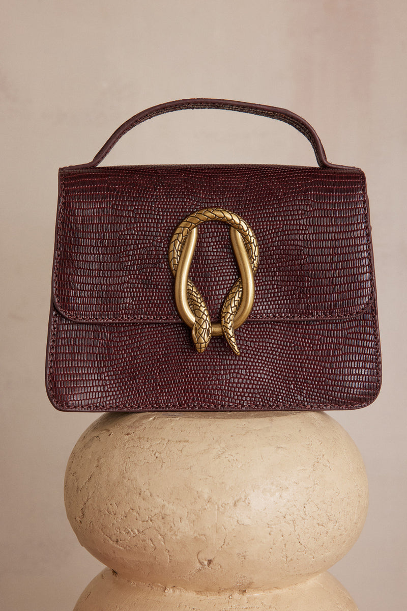 LEON MINI BURGUNDY LEATHER BAG