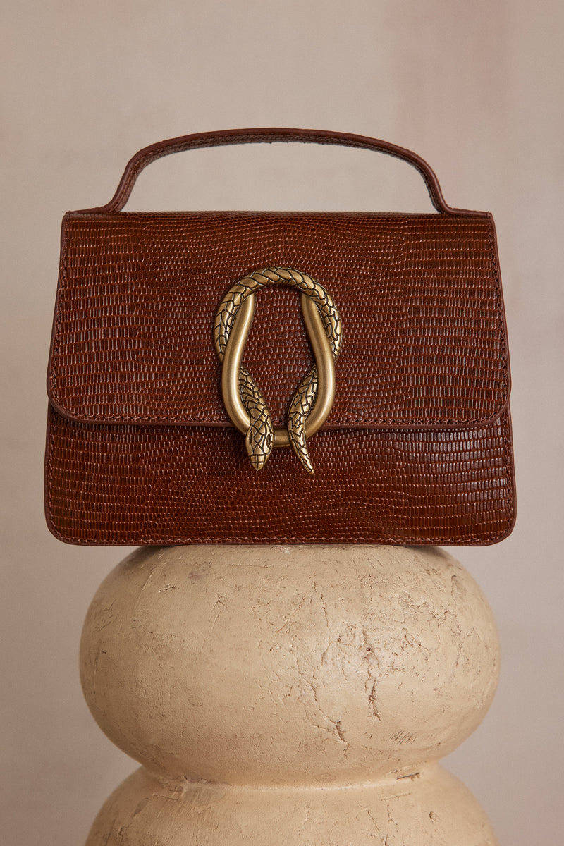 LEON MINI LIGHT CAMEL LEATHER BAG