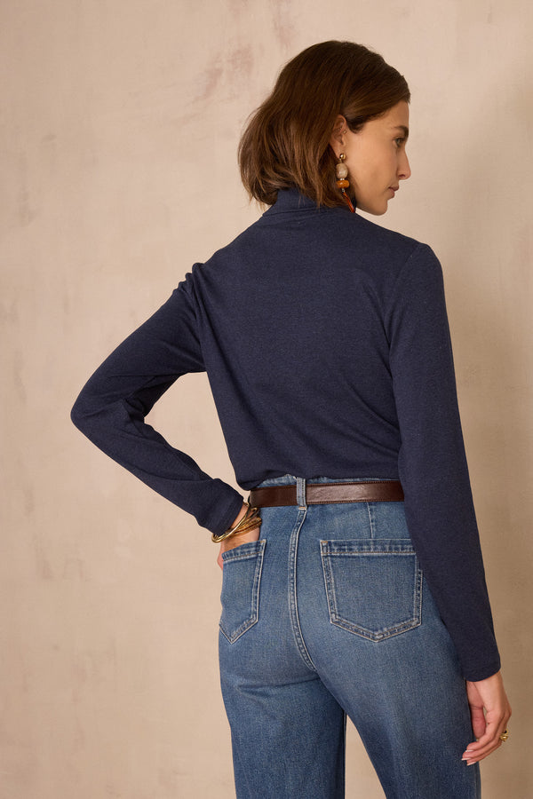 FERGUIE PETROL COTTON TURTLENECK T-SHIRT