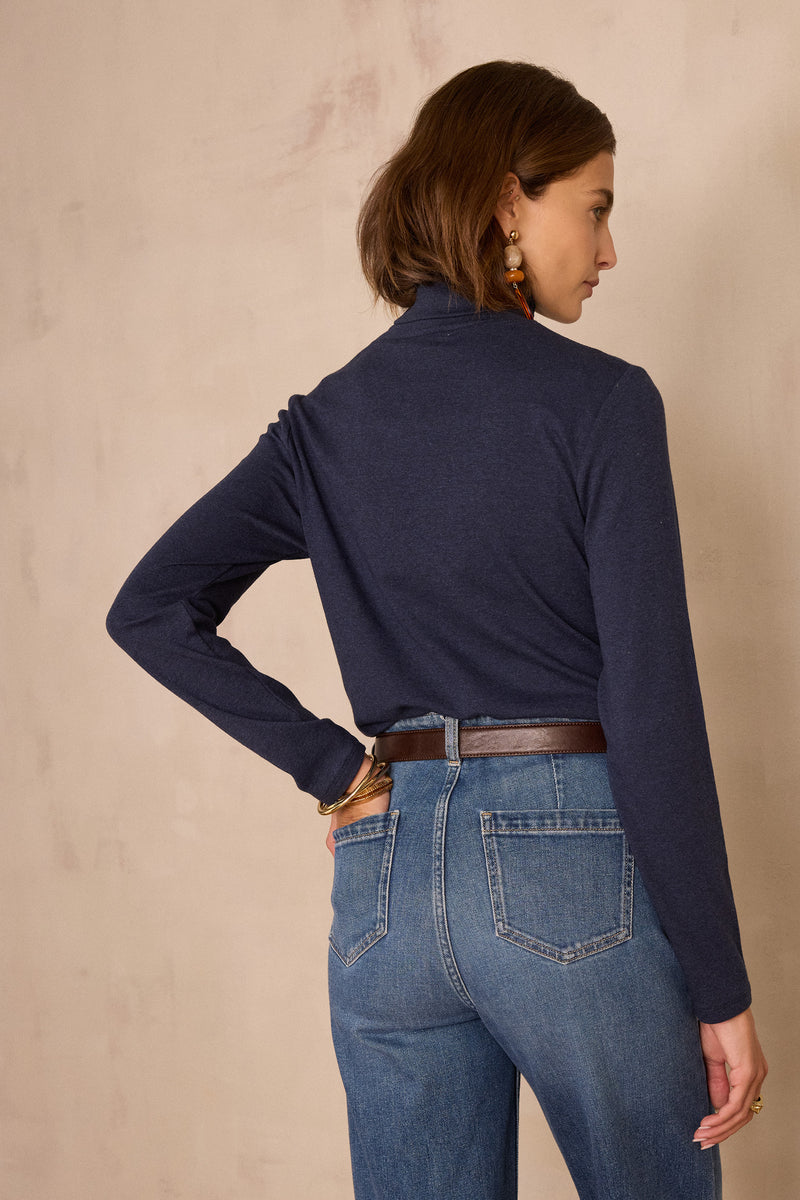 FERGUIE PETROL COTTON TURTLENECK T-SHIRT