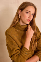 BRANDO WOOL TURTLENECK OLIVE JUMPER