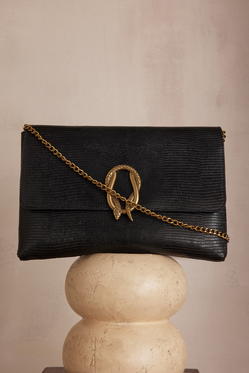 LEON BLACK LEATHER CLUTCH