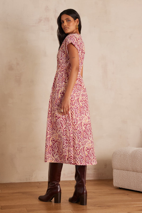 REVE BOUGAINVILLEA EMBROIDERED COTTON DRESS