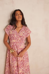 REVE BOUGAINVILLEA EMBROIDERED COTTON DRESS