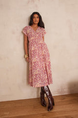REVE BOUGAINVILLEA EMBROIDERED COTTON DRESS