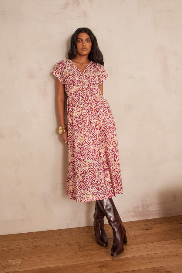 REVE BOUGAINVILLEA EMBROIDERED COTTON DRESS