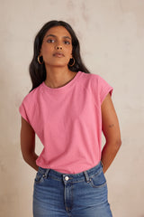 AURA PINK HEMP COTTON MIX T-SHIRT