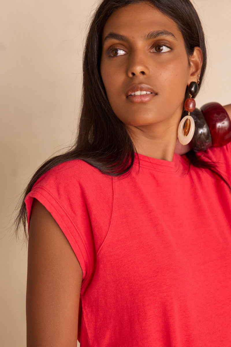 AURA RED HEMP COTTON MIX T-SHIRT