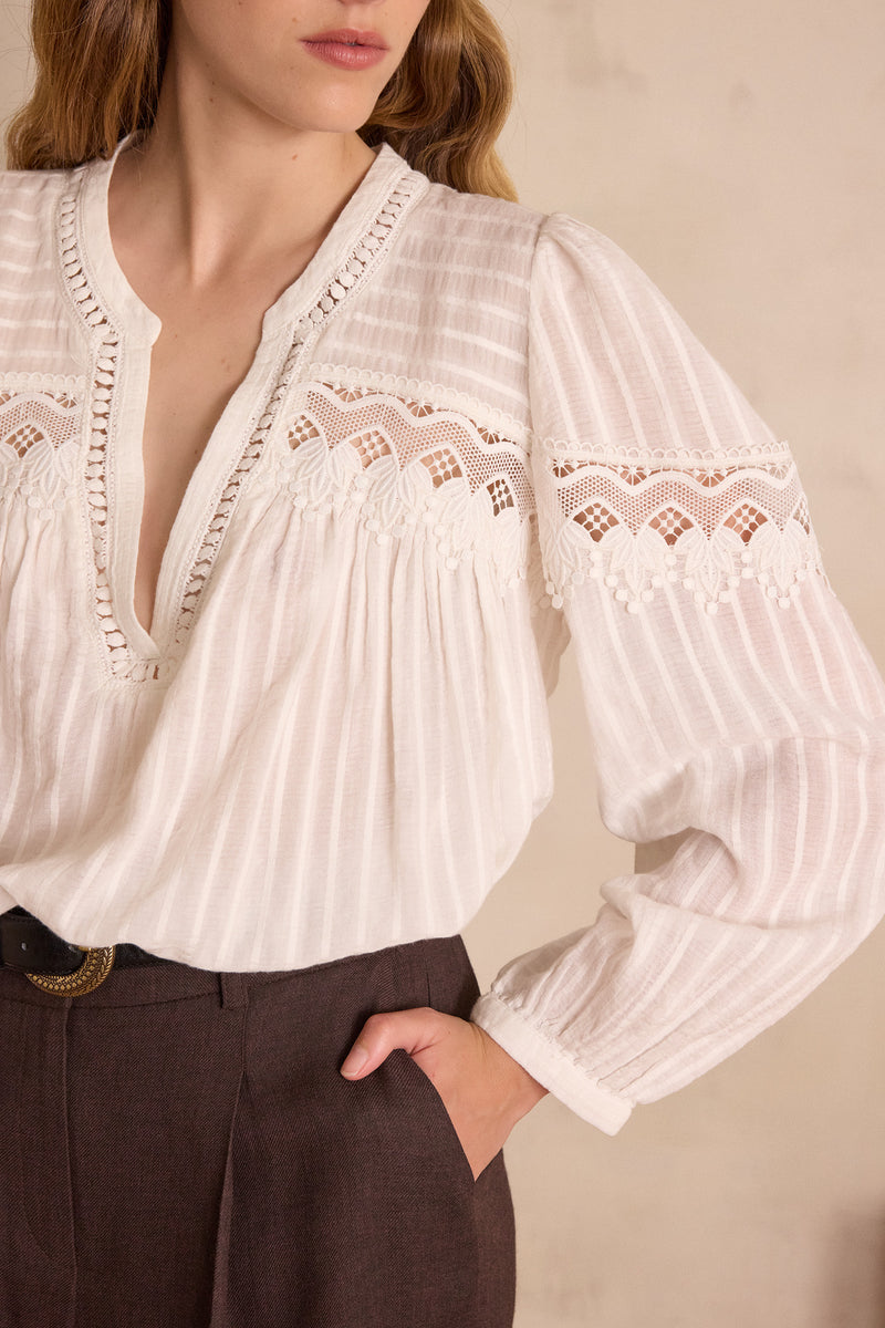 SELENA EMBROIDERED COTTON BLOUSE