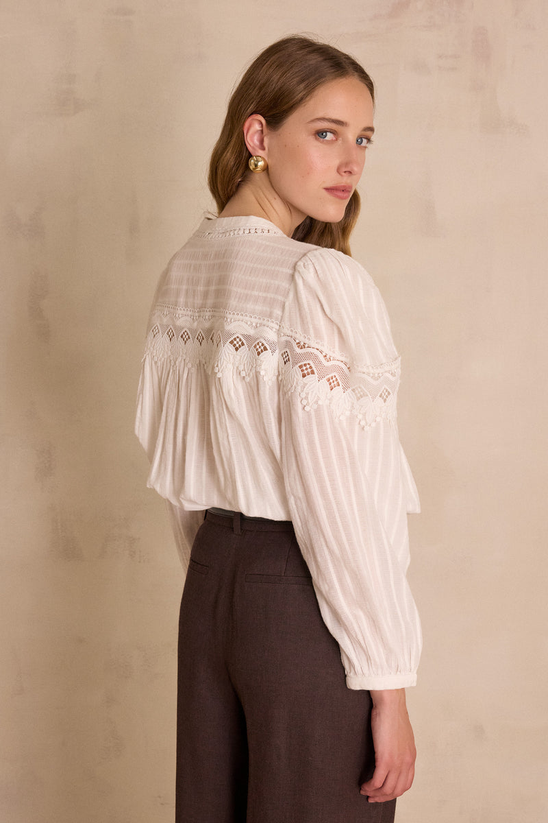 SELENA EMBROIDERED COTTON BLOUSE