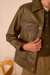 FIERCE KHAKI LEATHER JACKET