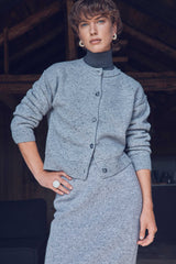 BAWER WOOL HEATHER GREY CARDIGAN