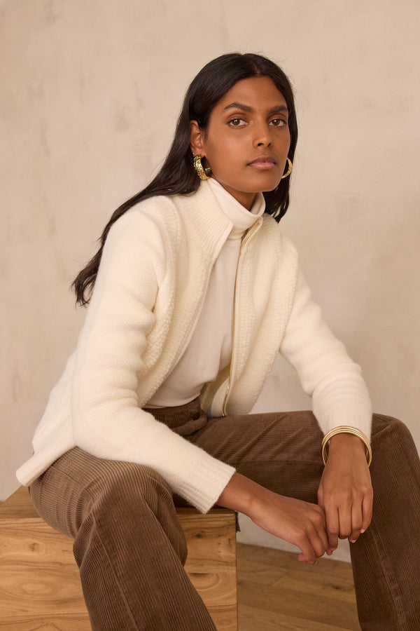 BOSCO IVORY WOOL CARDIGAN