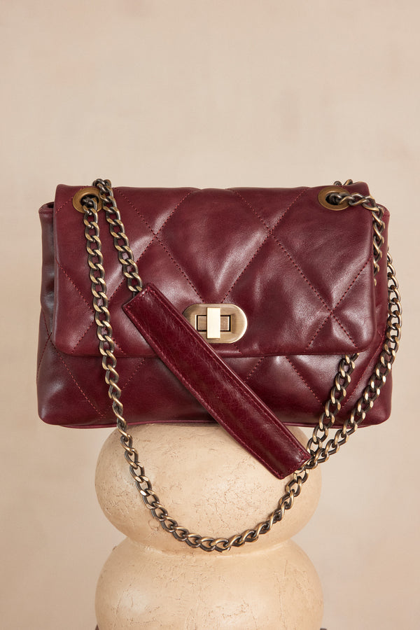 GABY BURGUNDY LEATHER BAG