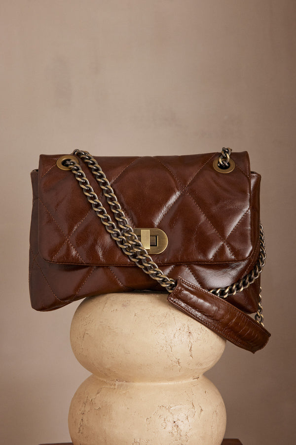 GABY DARK BROWN LEATHER BAG