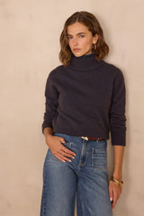 BEN WOOL TURTLENECK PETROL JUMPER