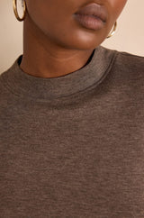 FLYNN HIGH NECK DARK TAUPE T-SHIRT