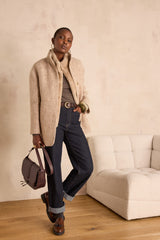 FLYNN HIGH NECK DARK TAUPE T-SHIRT