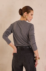 FLYNN ANTHRACITE HIGH NECK T-SHIRT