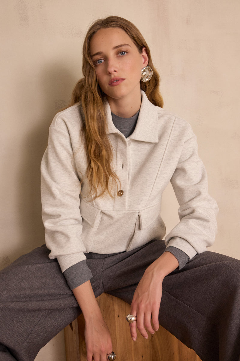 FLYNN ANTHRACITE HIGH NECK T-SHIRT