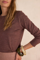 FAUSTINE AUBERGINE WOOL T-SHIRT