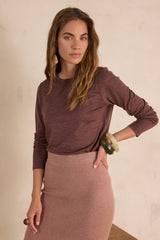 FAUSTINE AUBERGINE WOOL T-SHIRT