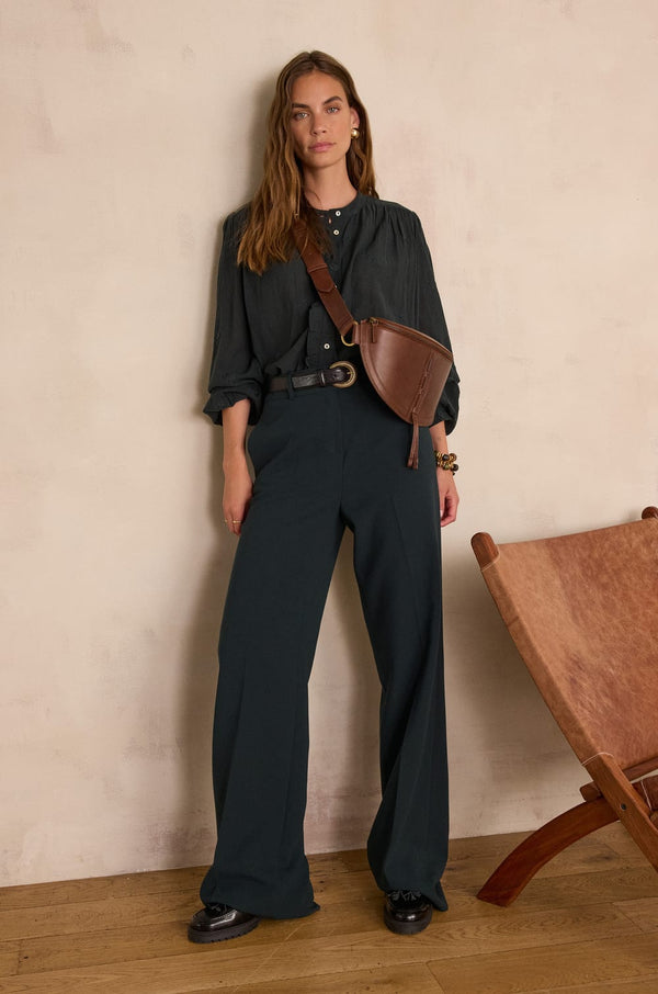 SANDRA GREEN EMBROIDERED BLOUSE