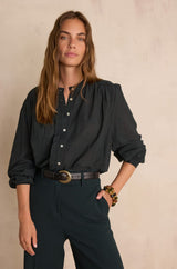 SANDRA GREEN EMBROIDERED BLOUSE