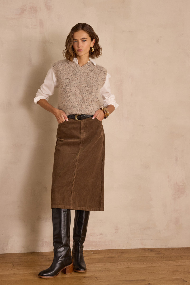 KAYNE BRONZE CORDUROY SKIRT