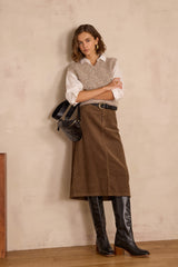 KAYNE BRONZE CORDUROY SKIRT