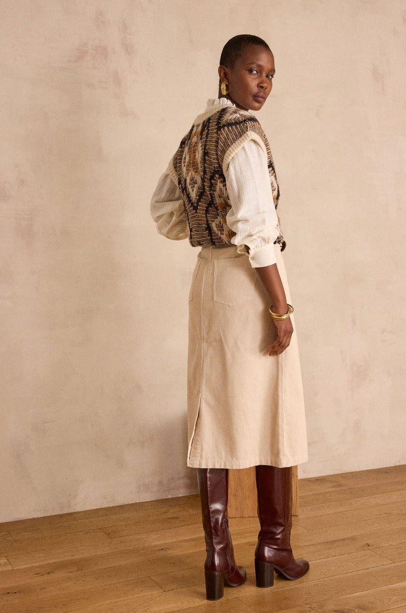 KAYNE ECRU CORDUROY SKIRT