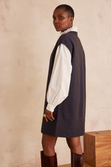 RAPHAELLE PETROL SLEEVELESS WOOL JUMPER DRESS