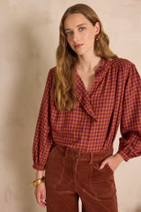 SILAS PUMPKIN GINGHAM BLOUSE