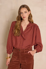 SILAS PUMPKIN GINGHAM BLOUSE