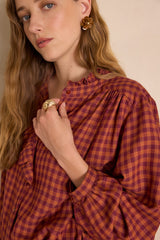 SILAS PUMPKIN GINGHAM BLOUSE