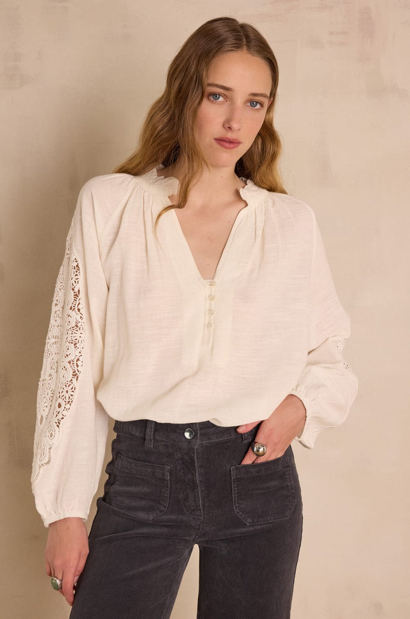 SIMONE CREAM EMBROIDERED BLOUSE
