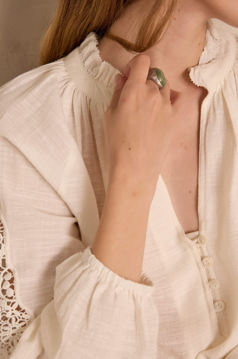 SIMONE CREAM EMBROIDERED BLOUSE